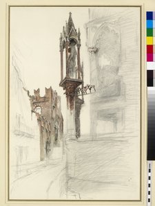 O túmulo de Cansignorio (d.1375), Santa Maria Antica, Verona (lápis e wc no papel)
